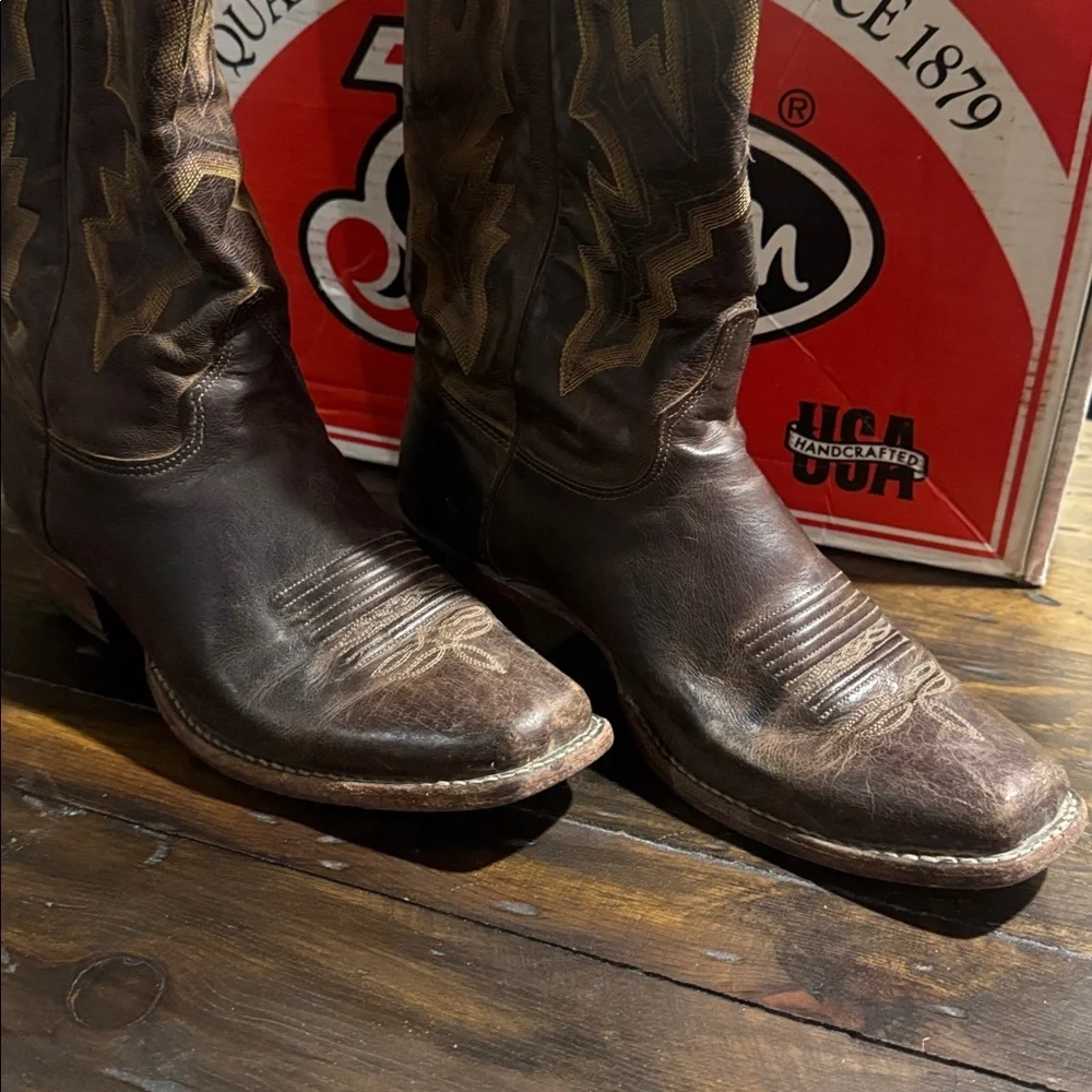 Justin Boots Tan Distressed Vintage Goat Western Boots-Size 8.5 EE, Men’s